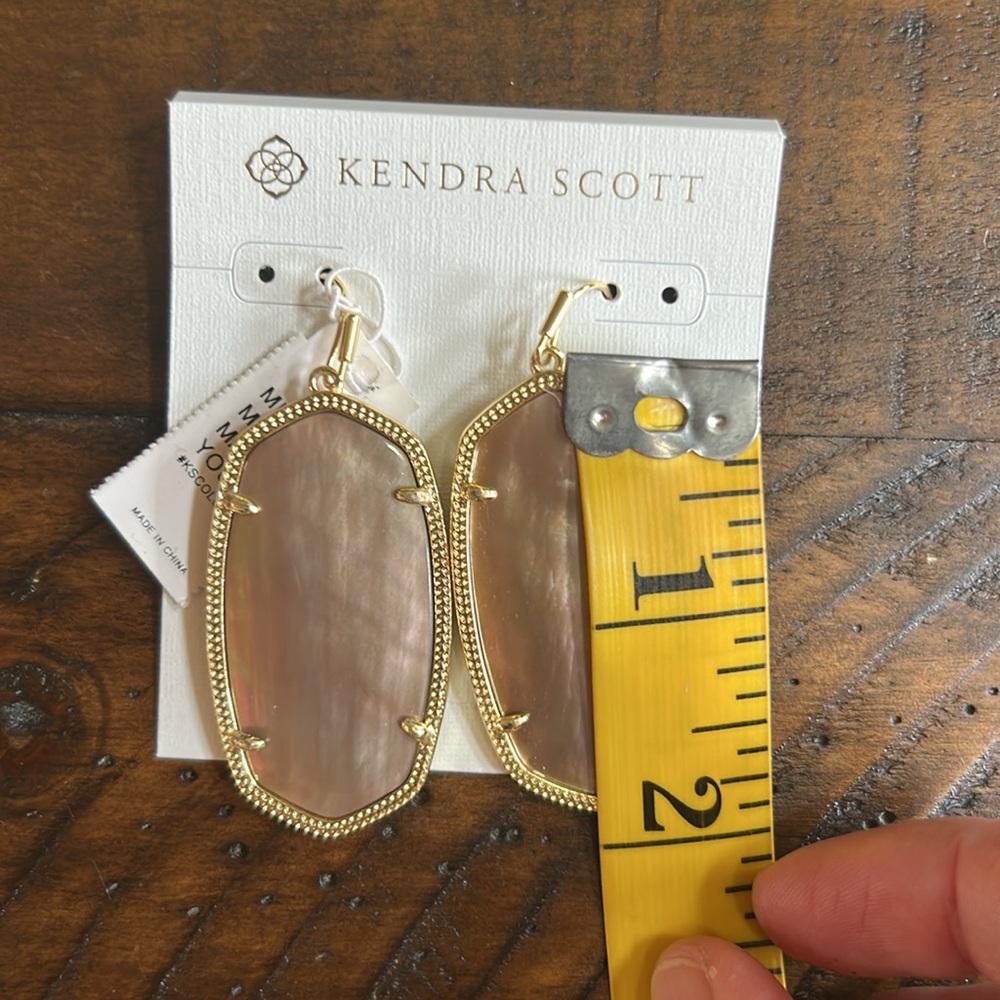 NWOT Kendra Scott Gold and Iridescent Drop Earrings (with box and dust bag) - Picture 4 of 5